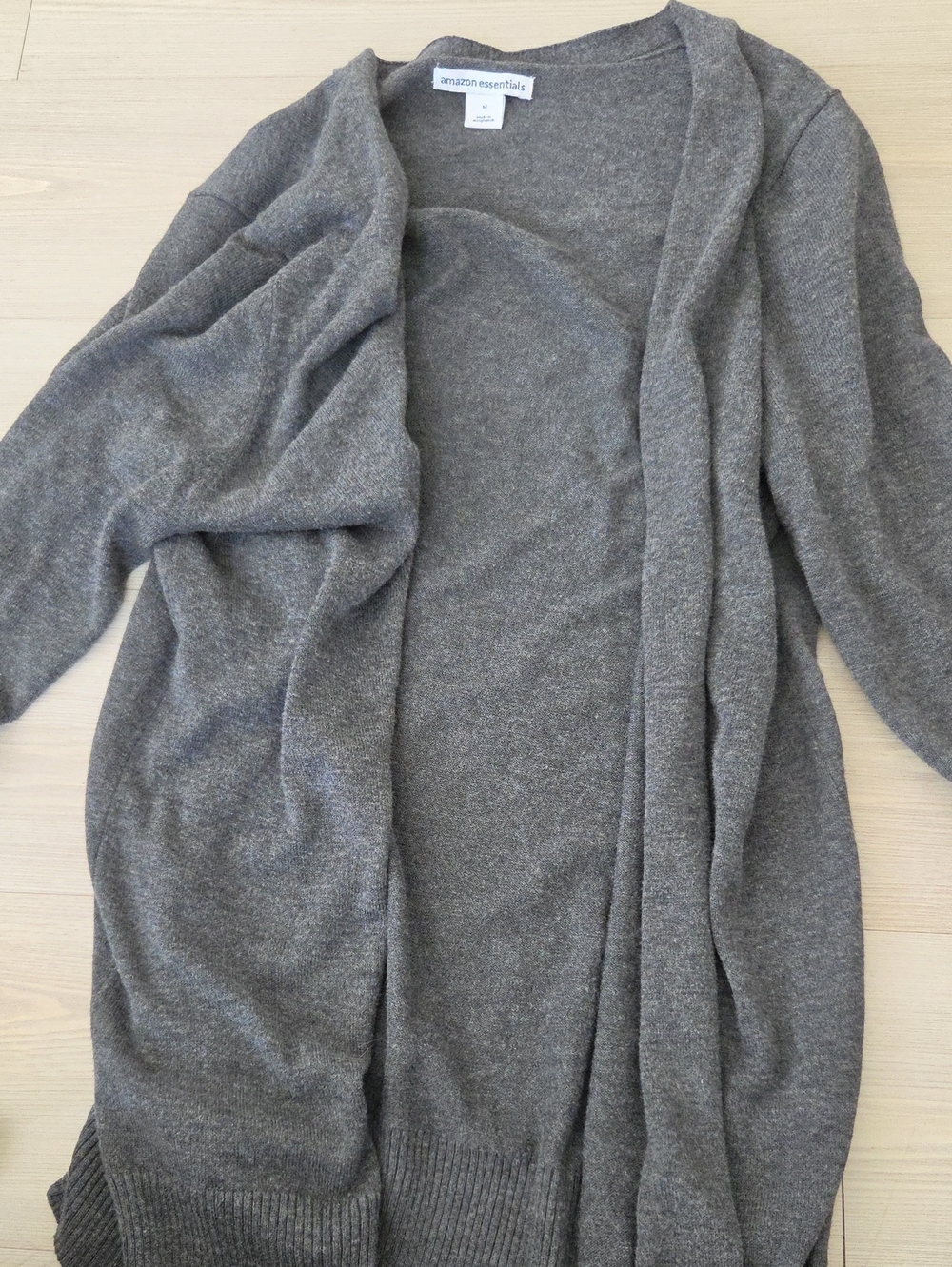 Amazon Essentials Women's Charcoal Open-Front Knit Cardigan